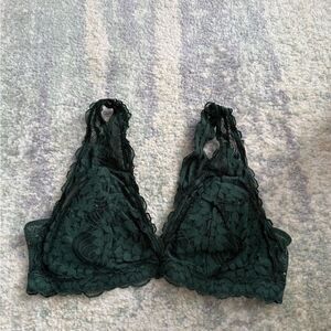Forest Green Lace Triangle Bralettes from Aerie